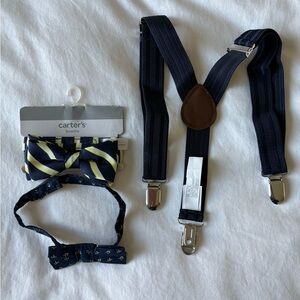 Carter's baby boys Navy Suspenders and Bow Tie Set